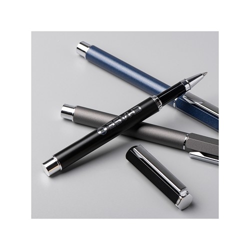 HEXA - Stylo à bille roulante en acier inoxydable recyclé