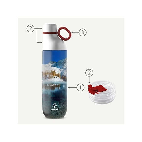 HOOKIPA L - 360° - Bouteille et gobelet 2 en 1 (750 ml / 620 ml) Double paroi en acier inoxydable recyclé et ABS - 3