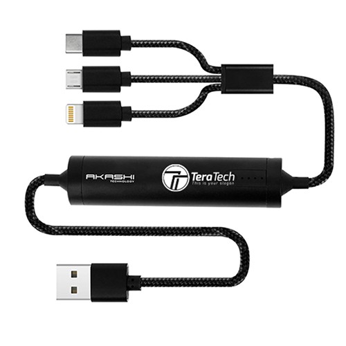 SAYO - CÂBLE USB 3 EN 1 AVEC FONCTION BATTERIE DE SECOURS 2600 mAh - 3