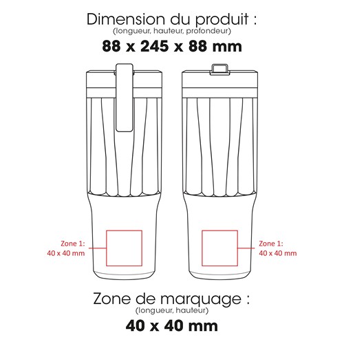 CALYPSO 878 - 360° - Gobelet en acier inoxydable recyclé à double paroi et sous vide, 900 ml / 30 oz