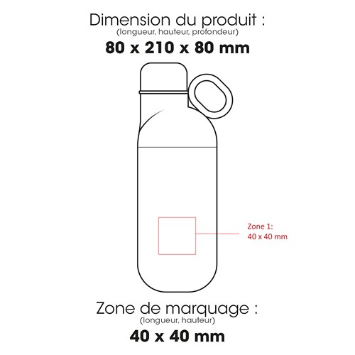 HOOKIPA M - Bouteille et gobelet 2 en 1 (500 ml / 370 ml) Double paroi en acier inoxydable recyclé et