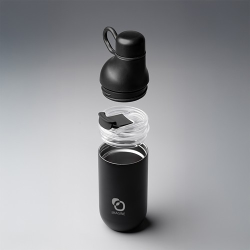 HOOKIPA M - Bouteille et gobelet 2 en 1 (500 ml / 370 ml) Double paroi en acier inoxydable recyclé et
