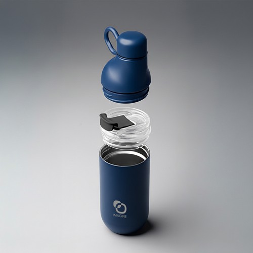 HOOKIPA M - Bouteille et gobelet 2 en 1 (500 ml / 370 ml) Double paroi en acier inoxydable recyclé et