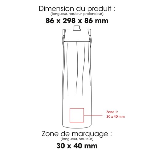 CALYPSO 880XXL - 360° - Bouteille de sport en acier inoxydable recyclé à double paroi et sous vide, 1 litre/33 oz