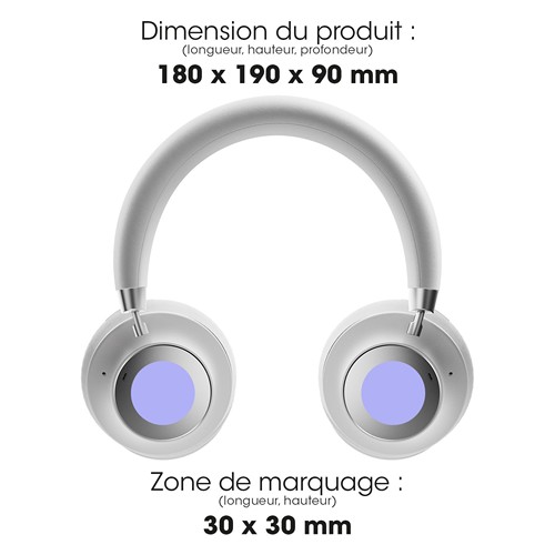 JUNDO - CASQUE À RÉDUCTION DE BRUIT ANC BLUETOOTH SANS FIL BLANC ET ALUMINIUM