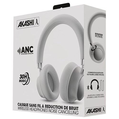 JUNDO - CASQUE À RÉDUCTION DE BRUIT ANC BLUETOOTH SANS FIL BLANC ET ALUMINIUM