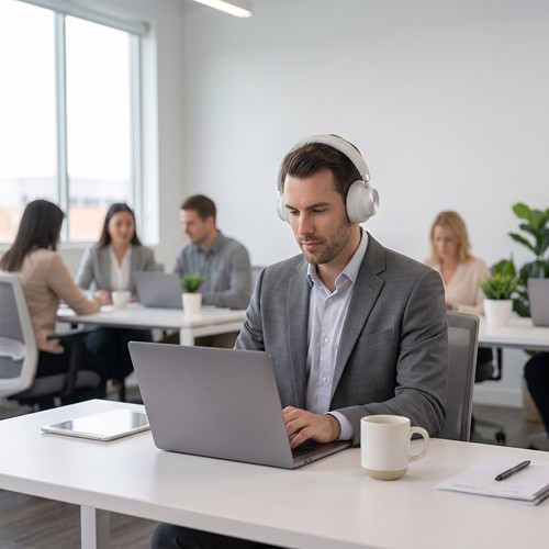 JUNDO - CASQUE À RÉDUCTION DE BRUIT ANC BLUETOOTH SANS FIL BLANC ET ALUMINIUM