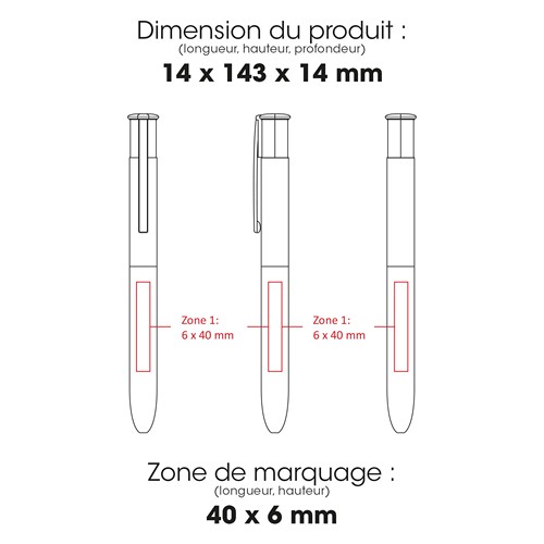 4KOLOR - Stylo à bille 4 couleurs en aluminium recyclé - 2