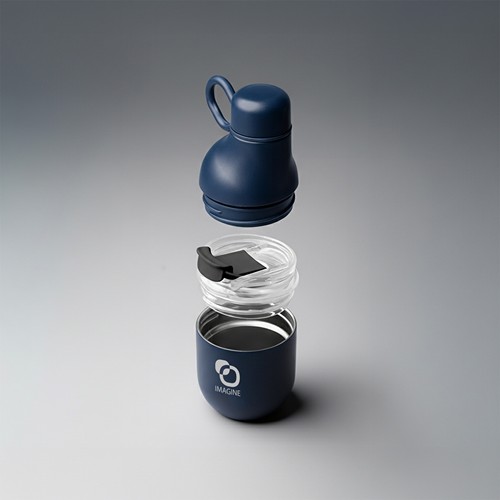 HOOKIPA S - Bouteille et gobelet 2 en 1 (350 ml / 200 ml) Double paroi en acier inoxydable recyclé et ABS