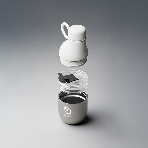 HOOKIPA S - Bouteille et gobelet 2 en 1 (350 ml / 200 ml) Double paroi en acier inoxydable recyclé et ABS