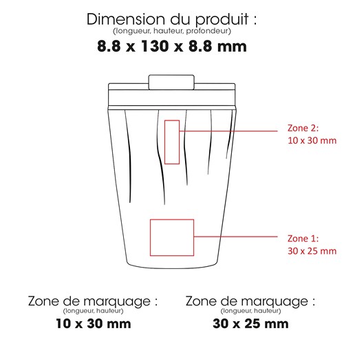 CALYPSO 886 - Gobelet en acier inoxydable recyclé à double paroi, 330 ml / 11 oz - 2