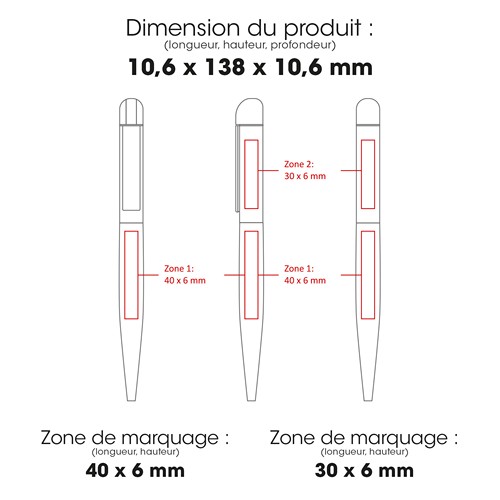 FOLK - Stylo à bille en acier inoxydable recyclé - Noir finition rubber - 2