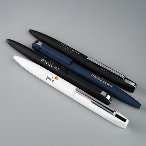 FOLK - Stylo à bille en acier inoxydable recyclé - Noir finition rubber - 6