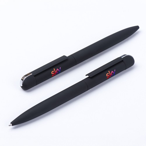 FOLK - Stylo à bille en acier inoxydable recyclé - Noir finition rubber - 7