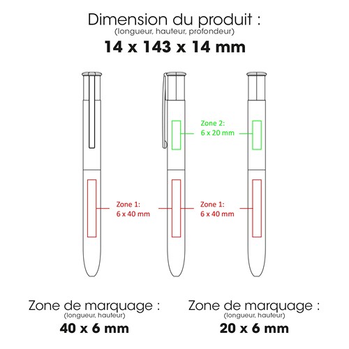4KOLOR - Stylo à bille 4 couleurs en aluminium recyclé - 2