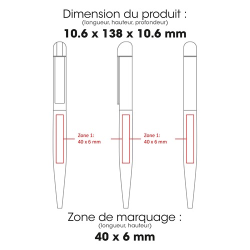 FOLK - Stylo à bille en acier inoxydable recyclé - Noir finition rubber - 2