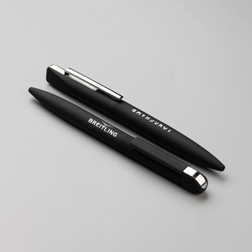 FOLK - Stylo à bille en acier inoxydable recyclé - Noir finition rubber - 5