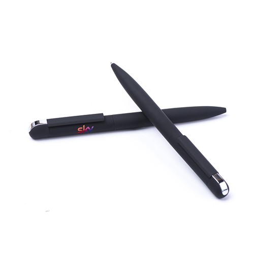 FOLK - Stylo à bille en acier inoxydable recyclé - Noir finition rubber - 8