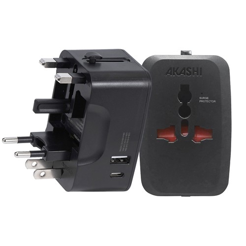KOJIMA - ADAPTATEUR UNIVERSEL DE VOYAGE AVEC SORTIES USB-C ET USB-A - NOIR