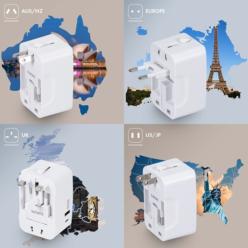 KOJIMA - ADAPTATEUR UNIVERSEL DE VOYAGE AVEC SORTIES USB-C ET USB-A - NOIR