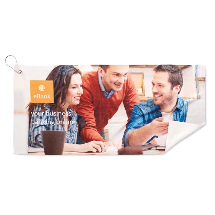 Serviette de golf en RPET imprimée en quadri, PROPULZ, Objets publicitaires personnalisés