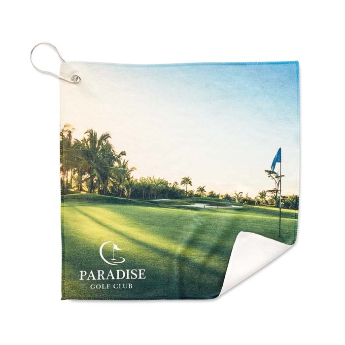 Serviette de golf en polyester et coton imprimée en quadri, PROPULZ, Objets publicitaires personnalisés