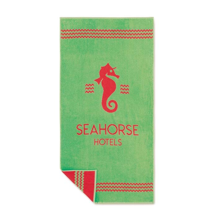 Serviette de plage tissée bicolore