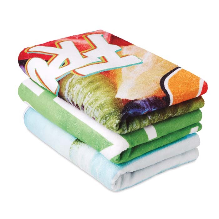 Serviette de plage en quadri coton et polyester