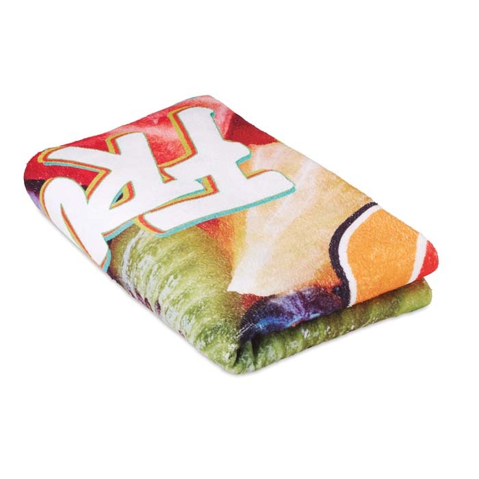 Serviette de plage en quadri coton et polyester
