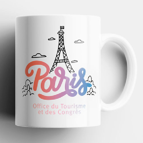 Mug en céramique blanc brillant 330 ml, Impression de votre logo, Objets Personnalisables, Caudry
