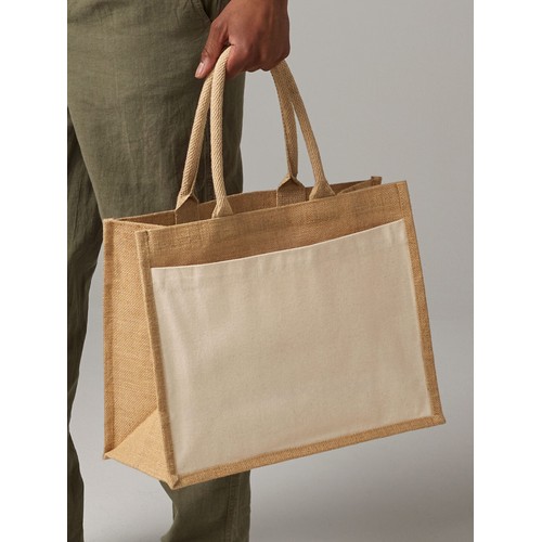 Sac de courses en jute avec poche en coton thumbnail 4