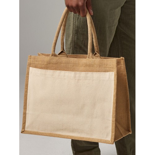 Sac de courses en jute avec poche en coton thumbnail 5