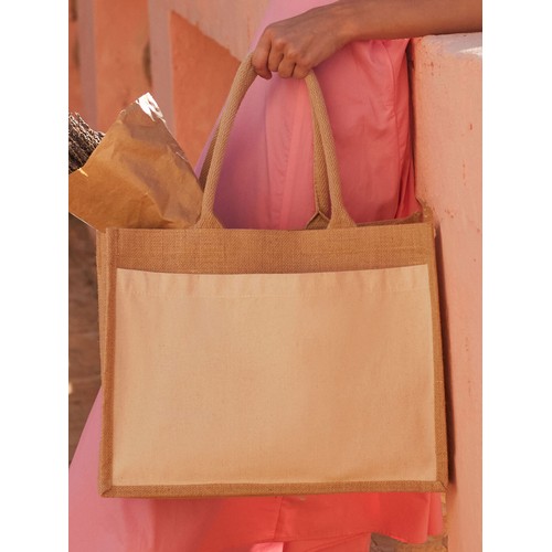 Sac de courses en jute avec poche en coton thumbnail 6