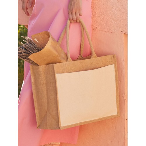 Sac de courses en jute avec poche en coton thumbnail 7