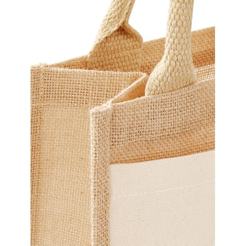 Petit sac fourre-tout en jute avec poche en coton thumbnail 6