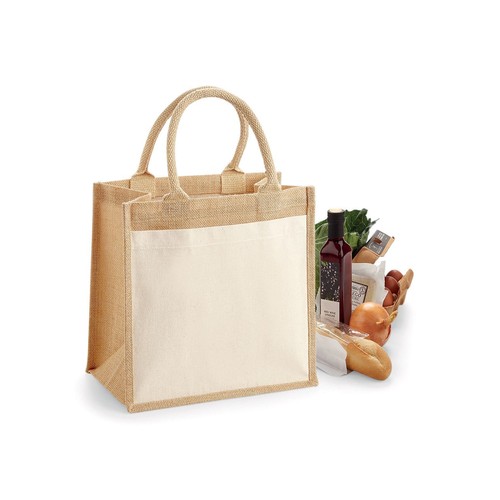 Petit sac fourre-tout en jute avec poche en coton thumbnail 7
