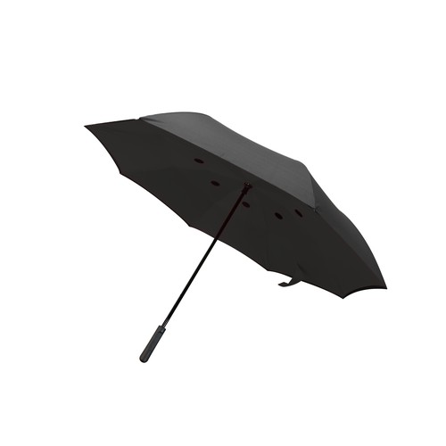 Parapluie demi-golf reverse poignée droite noir gris - 1