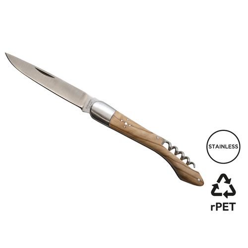 Couteau 'Héritage', 12cm, tire-bouchon, olivier - 1