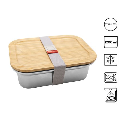 Bento 'Osaka', inox pour micro-onde, avec couvercle en bambou - 1