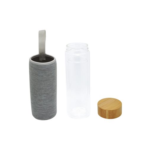 Bouteille en verre double paroi 'Ocha', 400ml, housse néoprène - 6