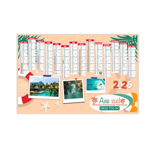 CALENDRIERS BANCAIRES CREATION 2026 - MIDI 430 x 335 mm - LEGER 400G - IMPRESSION RECTO SEUL - 1 TROU EN TETE thumbnail 4