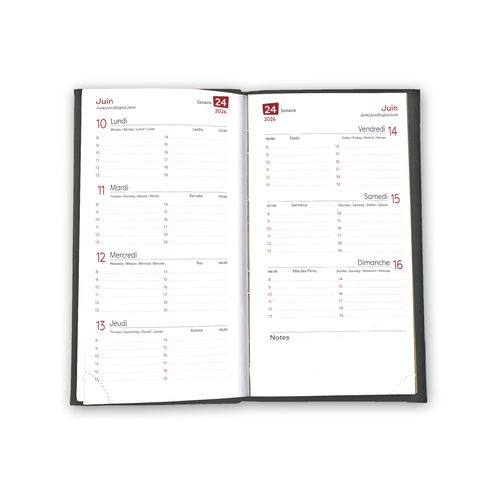 AGENDA EMBOITE PRESTIGE 2026 - MINI 90 x 165 mm - COUVERTURE ANTHRACITE - SANS MARQUAGE thumbnail 13