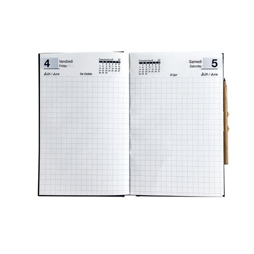 AGENDA DE CHANTIER 2026 - 90 x 140 mm - COUVERTURE BORDEAUX SANS MARQUAGE - ELASTIQUE DE FERMETURE - CRAYON ET PORTE CRAYON thumbnail 5