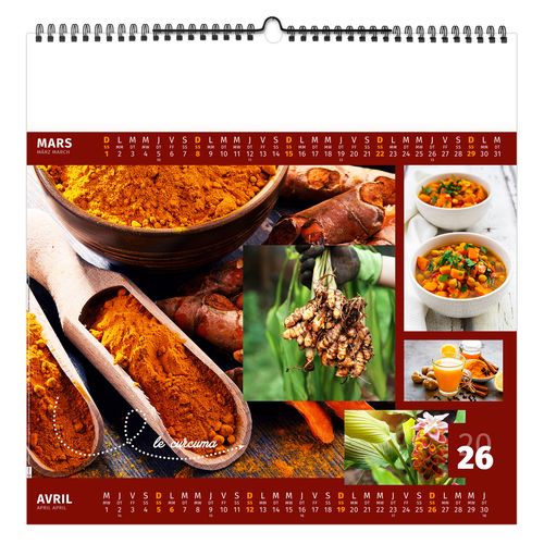 AROMATES ET COMPAGNIE 2026 - SMALL 330 x 330 mm - MARQUAGE 1 COULEUR - RELIURE BAGUETTE thumbnail 6