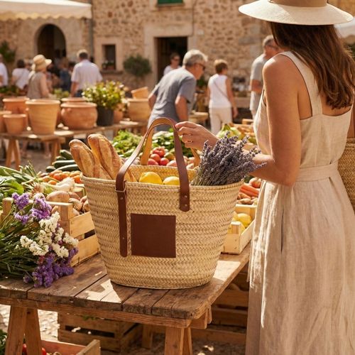 Grand panier anses cuir* - 2