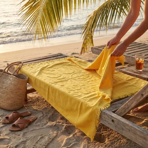 Fouta serviette frangée 50 x 100 cm 450g thumbnail 4