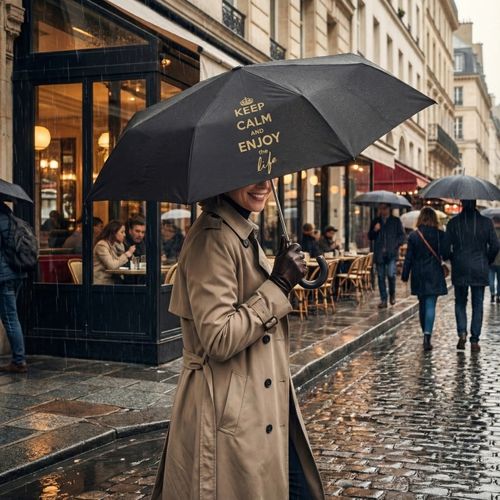 Parapluie pliable poignée PU courbe - 3