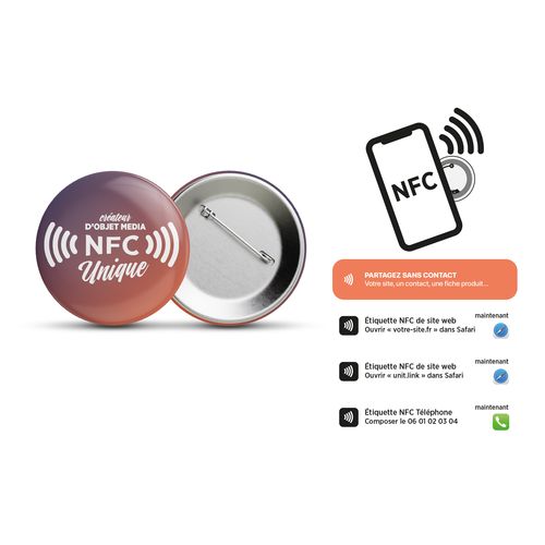 BADGE BOUTON AVEC PUCE NFC - 1