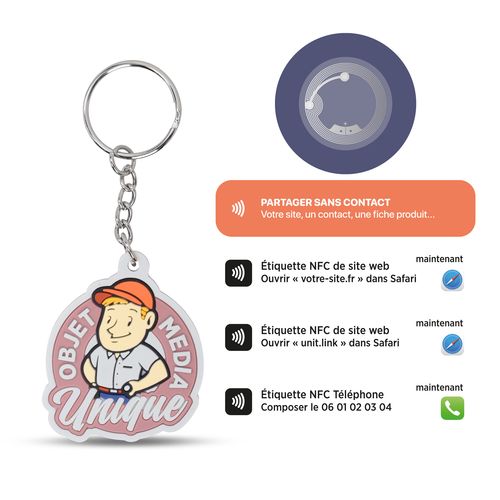 PORTE-CLÉS PVC SOUPLE 2D AVEC PUCE NFC - 2