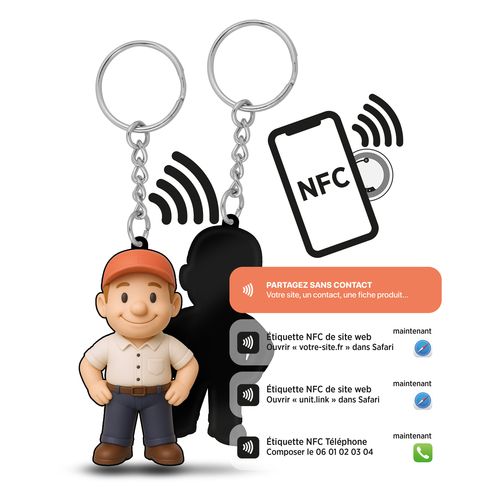 PORTE-CLÉS PVC SOUPLE 3D AVEC PUCE NFC - 2
